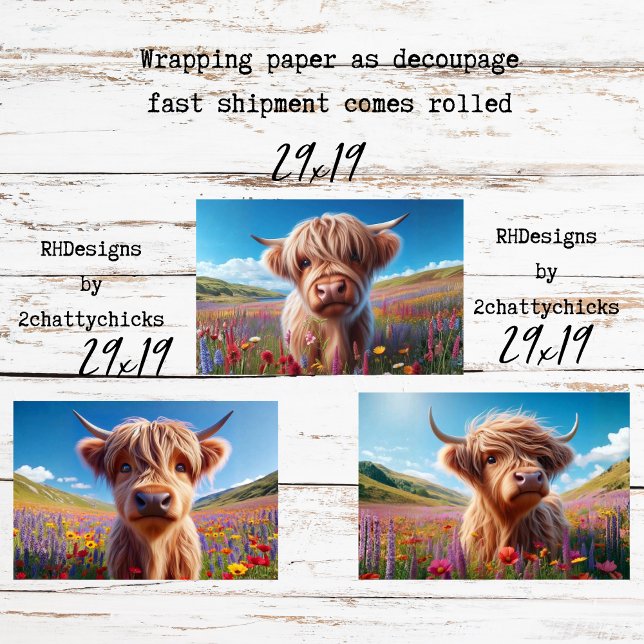 Wrapping Paper for Decoupage 3 Highland Cows  (Creator Uploaded)