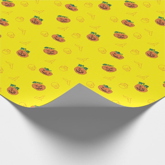 Wrapping Paper  for halloween - Pumpkins, Skulls,  (Corner)