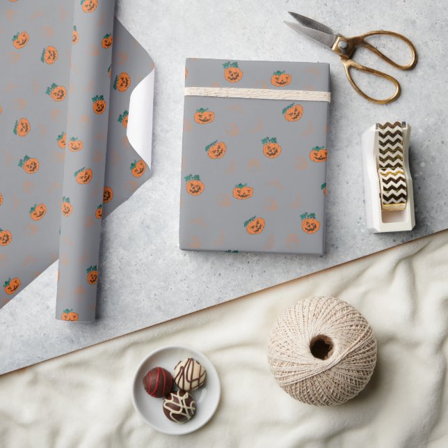 Wrapping Paper  for halloween - Pumpkins, Skulls,  (Crafts)