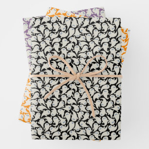 Wrapping paper for Halloween with pattern of ghost