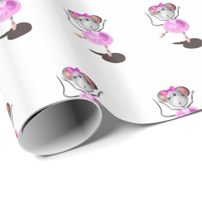 Wrapping Paper for Kids with Ballerina Mouse (Roll Corner)
