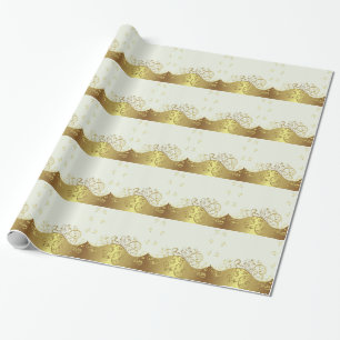 Wrapping Paper--Gold Swirls & Ivory Paper