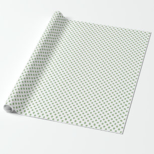 Wrapping Paper Green Polka Dots on White