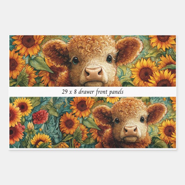 Wrapping Paper Highland Sunflower Drawer Panels  (Front)