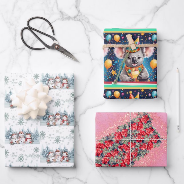 Wrapping paper in a set of three sheets (Front)