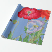 Wrapping Paper JAPANESE POPPIES WITH BUTTERFLY