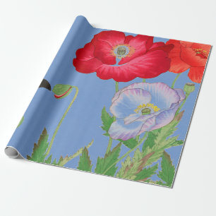 Wrapping Paper JAPANESE POPPIES WITH BUTTERFLY