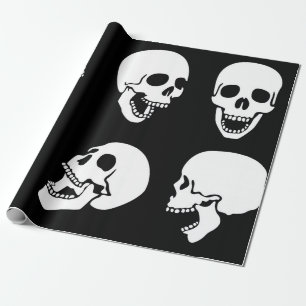 Wrapping Paper LAUGHING SKULL BLACK AND WHITE