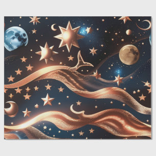 Wrapping Paper – Luxury Bronze Celestial Moon Prem