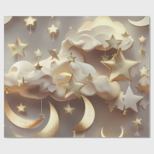 Wrapping Paper – Luxury Creamy Celestial Moon Gift