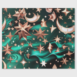 Wrapping Paper – Luxury Malachite Green Celestial 