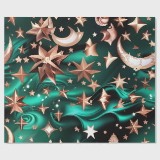 Wrapping Paper – Luxury Malachite Green Celestial 