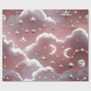 Wrapping Paper – Luxury Quartz Pink Celestial Moon