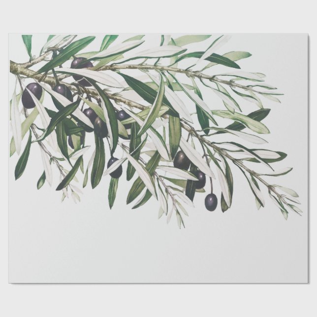 WRAPPING PAPER : MERRY CHRISTMAS OLIVE BRANCH (Flat)