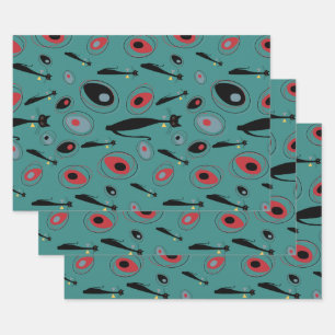 Wrapping Paper   MidCentury Modern Atomic Cats