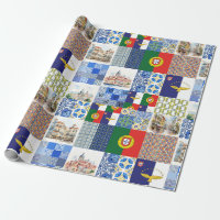 Wrapping Paper of Portugal Flag and Azores Flag