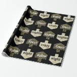 Wrapping Paper "Personalized Dreidels/Gold, Black"<br><div class="desc">Gold, Black and White Personalized Dreidels. Personalized Chanukah/Hanukkah Wrapping Paper. Let's get this Hanukkah Party started with our newest, personalized gift wrap to dress-up your Chanukah presents:) Delete text and/or add your own text anywhere on the wrapping paper. Use your favourite font style, colour, and size. Use the editing tools...</div>