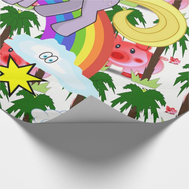 Wrapping paper Pigs Unicorn Rainbow  (Corner)
