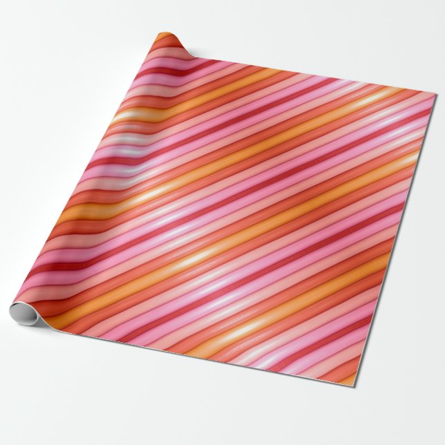 Wrapping Paper - Pink and Red Stripes (Unrolled)