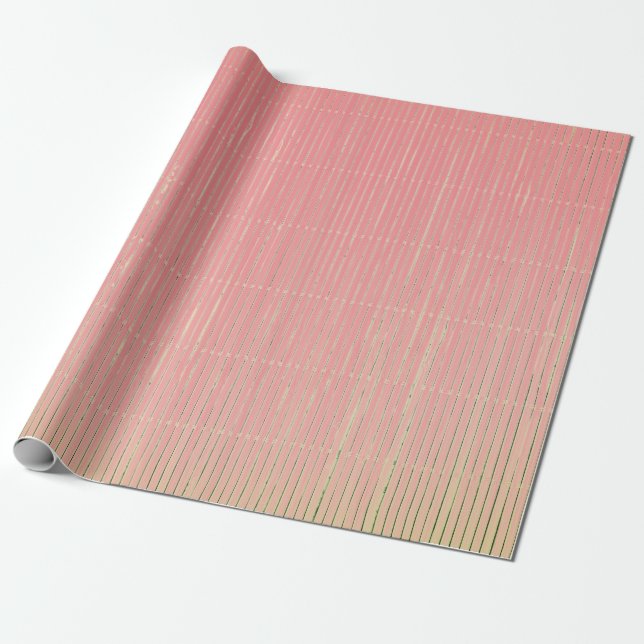 Wrapping Paper PINK WITH FADED GREEN STRIPES (Unrolled)