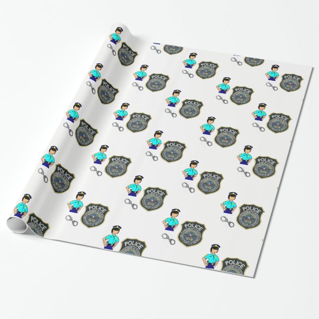 Wrapping Paper Police Woman (Unrolled)