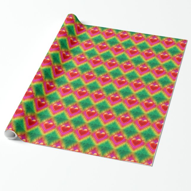 Wrapping paper. psychedelia heart design giftwrap. wrapping paper (Unrolled)