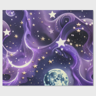 Wrapping Paper – Purple Celestial Moon Phases