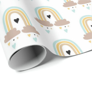 Wrapping Paper - Rainbow Clouds Hearts