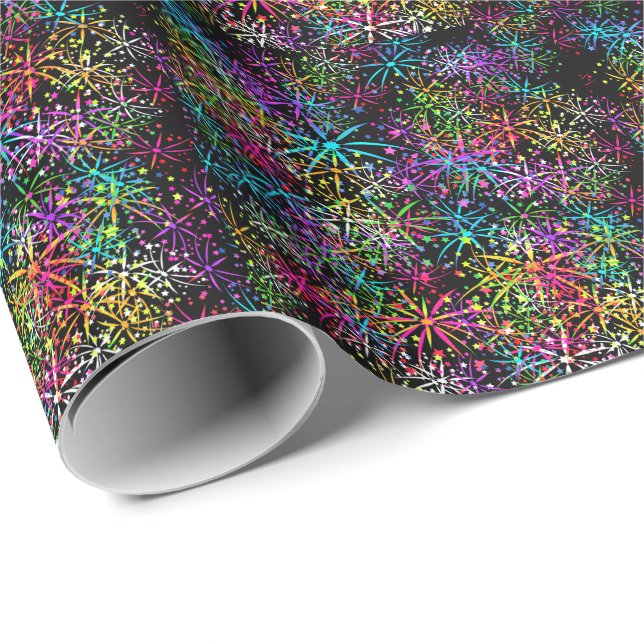 Wrapping Paper  rainbow fireworks stars (Roll Corner)