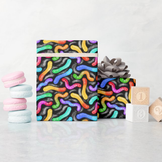 Wrapping Paper-Rainbow Gummy Worm candy Paper (Baby Shower)