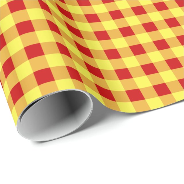Wrapping Paper, Red and Yellow Gingham Paper (Roll Corner)
