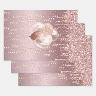 Wrapping Paper Set (3) A Rose Gold Celebration 