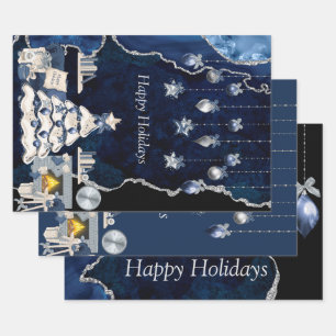 Wrapping Paper Set (3) Qty Happy Holidays 