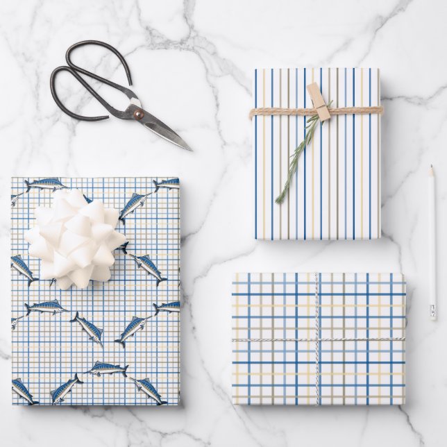 Wrapping Paper Set - Blue Marlins (Front)