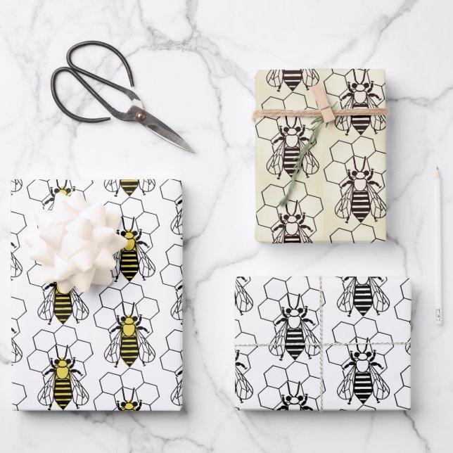 Wrapping Paper Set - Graphic Bees  (Front)