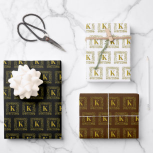 Wrapping Paper Set - Monogram K - Celtic Dragon