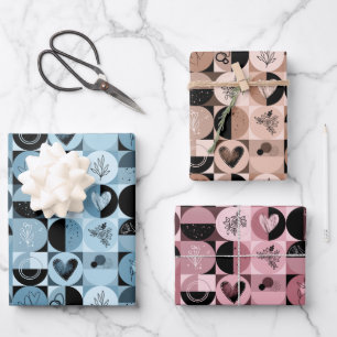 wrapping paper set of 3 sheets abstract pattern