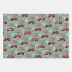 Wrapping Paper set of 3 sheets Pinecones