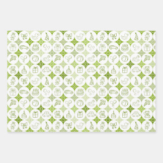 wrapping paper set of 3 sheets with toys drawings