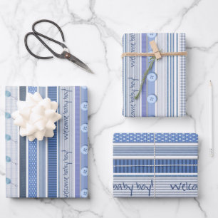 Wrapping Paper Set - Welcome Baby Boy
