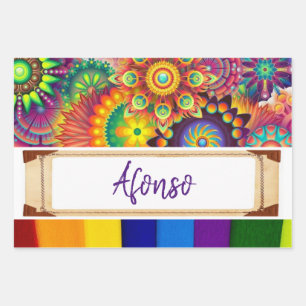 Wrapping Paper Sheet Floral Stripe