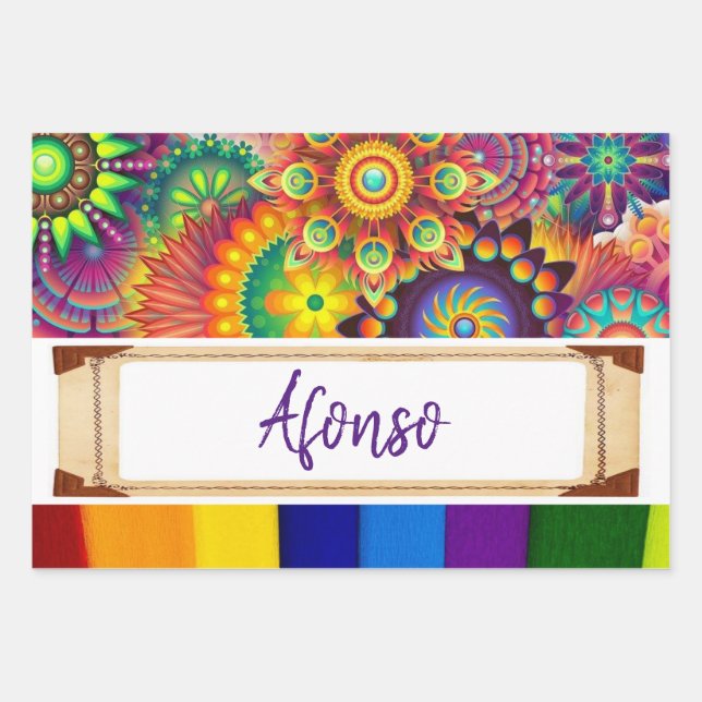 Wrapping Paper Sheet Floral Stripe (Front)