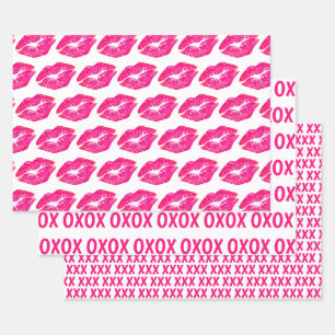 Wrapping Paper Sheet Set - Pink Hugs and Kisses