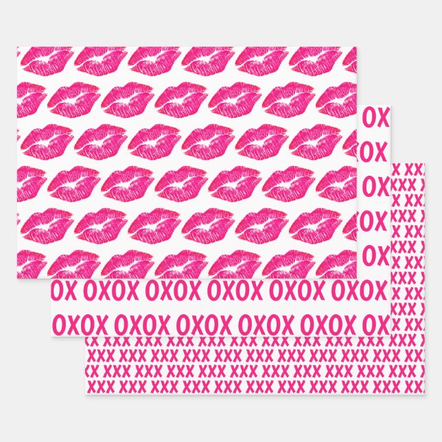 Wrapping Paper Sheet Set - Pink Hugs and Kisses (Set)