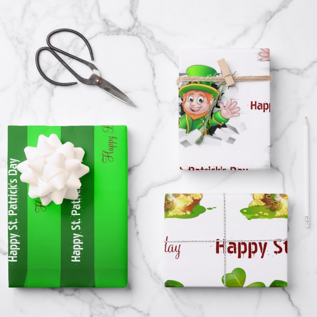 Wrapping Paper Sheets Happy Birthday St. Patrick's (Front)