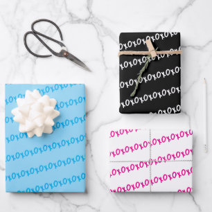Wrapping Paper Sheets Valentine's Black Blue Pink 