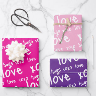 Wrapping Paper Sheets Valentine's Pink Purple