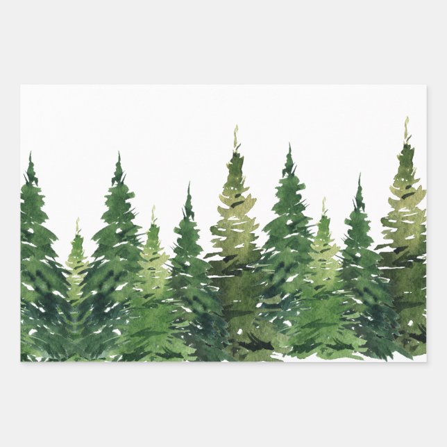 Wrapping Paper Sheets - Watercolor Forest (Front)