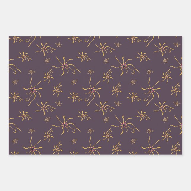 Wrapping paper sheets with witch hazel flowers (Front)