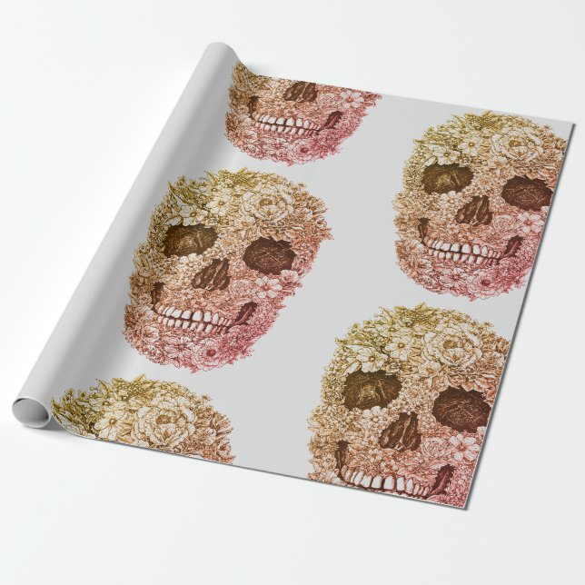 WRAPPING PAPER SKULL ROSE (Unrolled)